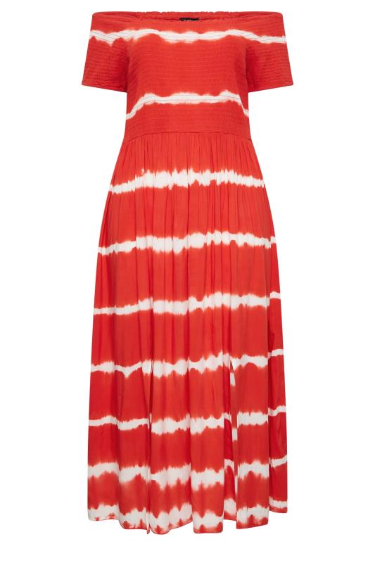 Plus Size Red Tie Dye Bardot Maxi Dress | Yours Clothing 6
