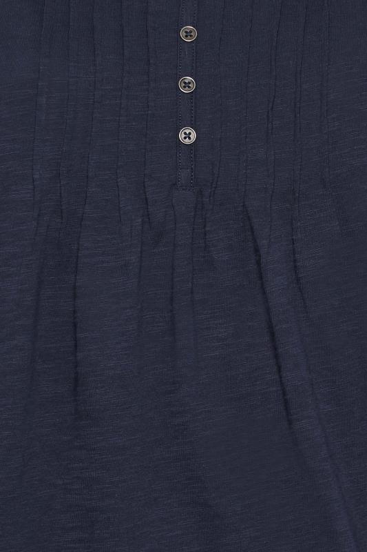 YOURS Plus Size Curve Navy Blue Henley T-Shirt | Yours Clothing  5