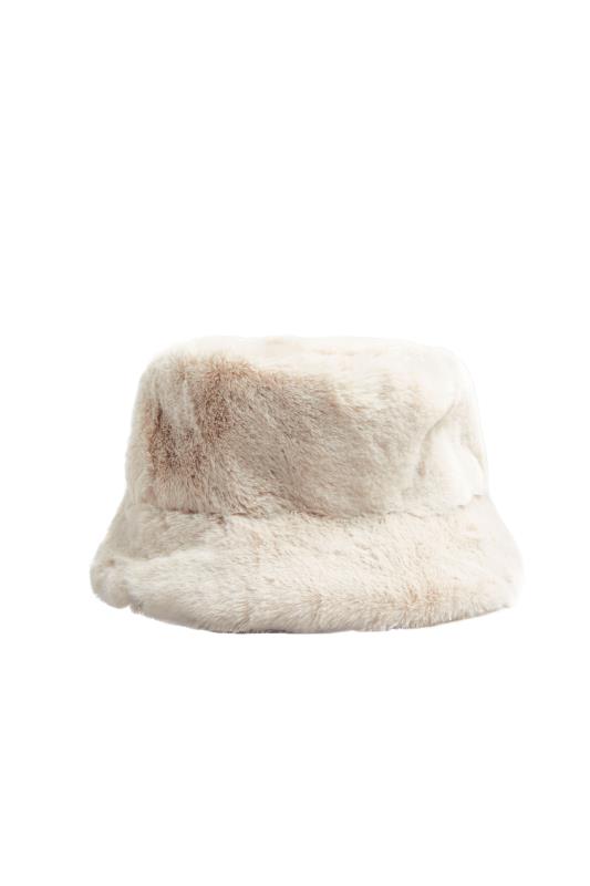 Plus Size Cream Faux Fur Bucket Hat | Yours Clothing 5
