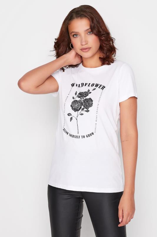 Tall  LTS Tall White 'Wildflower' Slogan T-Shirt
