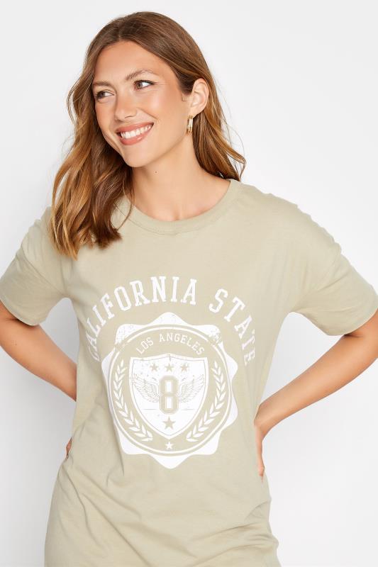LTS Tall Leaf Green 'California' Slogan Oversized T-Shirt 4