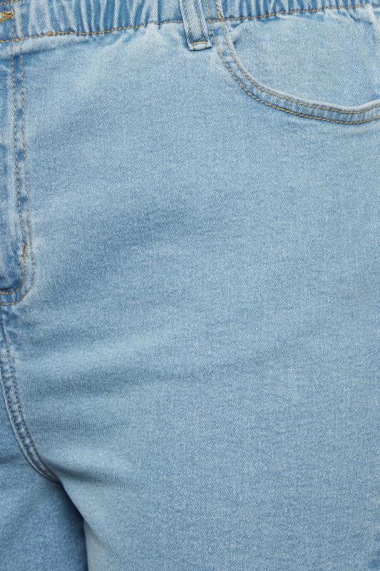 YOURS Plus Size Light Blue Elasticated Waist Denim Shorts | Yours Clothing 5