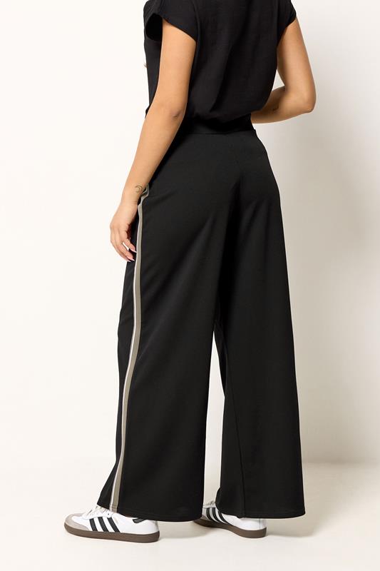 PixieGirl Petite Women's Black Side Stripe Detail Wide Leg Trousers | PixieGirl 2