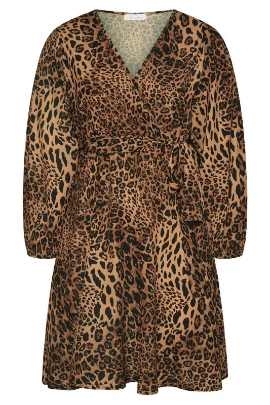 YOURS LONDON Curve Brown Leopard Print Wrap Dress 6
