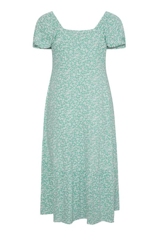 Plus Size Sage Green Floral Ruched Midaxi Dress | Yours Clothing 7