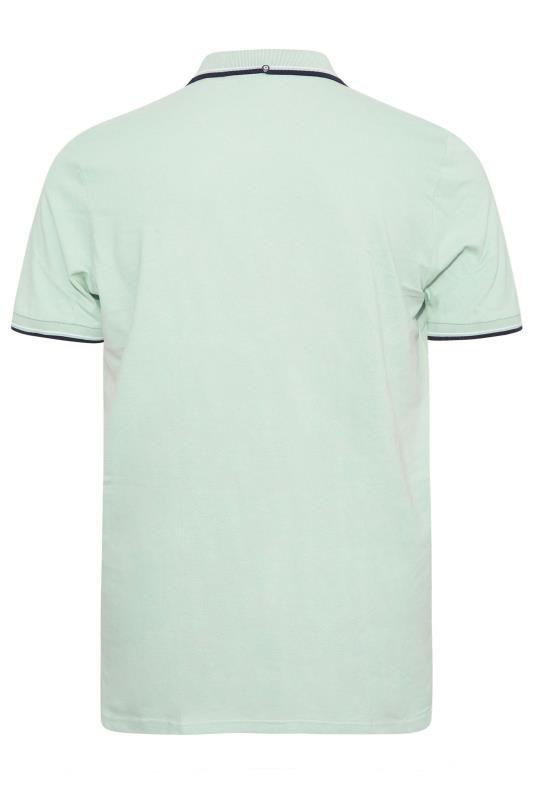 BEN SHERMAN Big & Tall Mint Green Tipped Polo Shirt 4