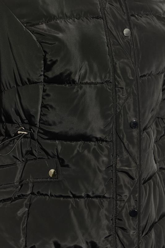 Curve Black Panelled Puffer Midi Coat 6