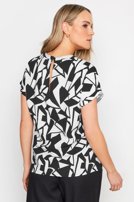 LTS Tall Womens Black & White Abstract Print Short Sleeve Blouse | Long Tall Sally 4