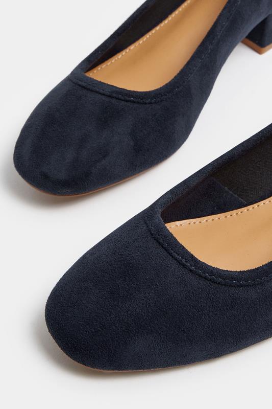 LTS Navy Blue Block Heel Ballerina Pumps | Long Tall Sally 5