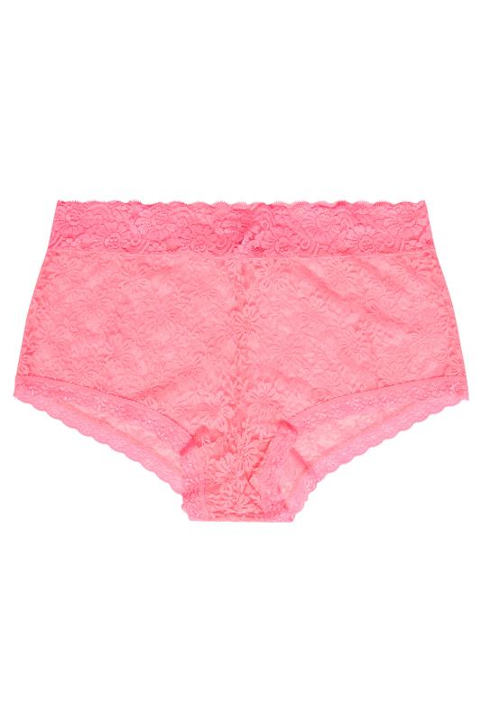 YOURS Curve Coral Pink Floral Lace Shorts | Yours Clothing  4