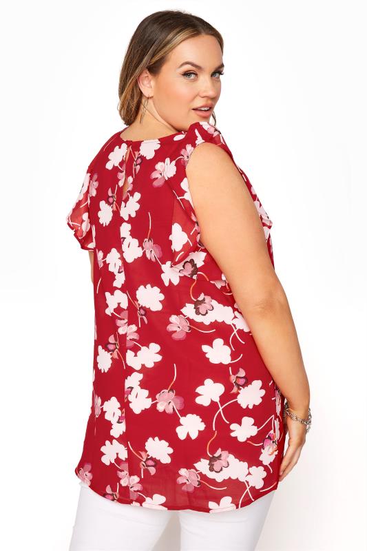 Curve Red Floral Frill Sleeve Top_C.jpg