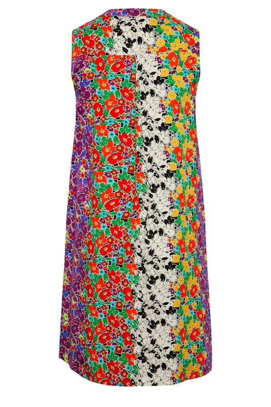 Plus Size Green & Purple Floral Print Sleeveless Dress | Yours Clothing  6
