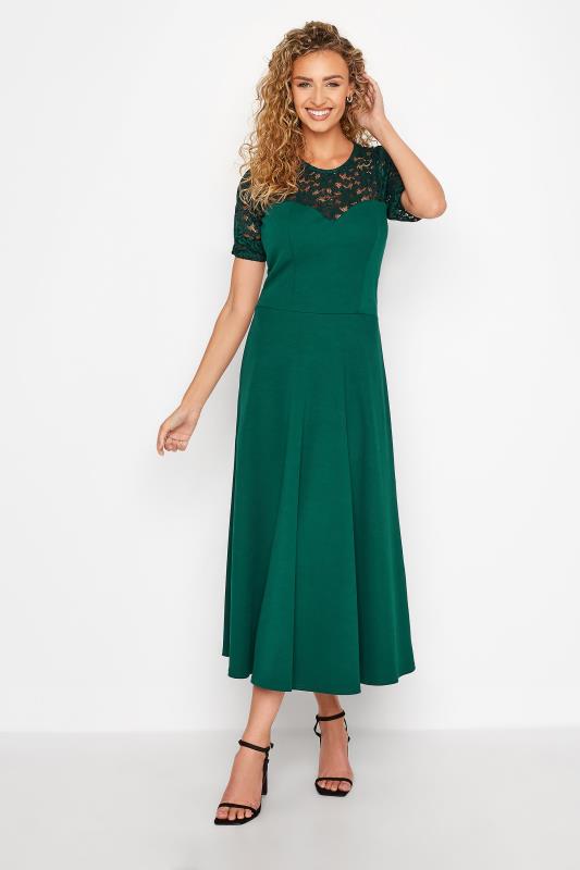 LTS Tall Forest Green Lace Midi Dress 2