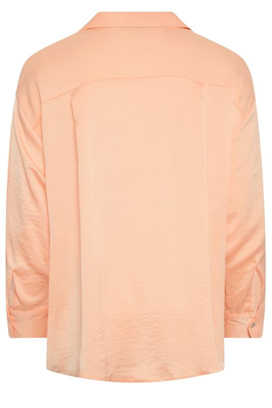 YOURS Plus Size Coral Orange Button Through Shirt | Yours Clothing 7
