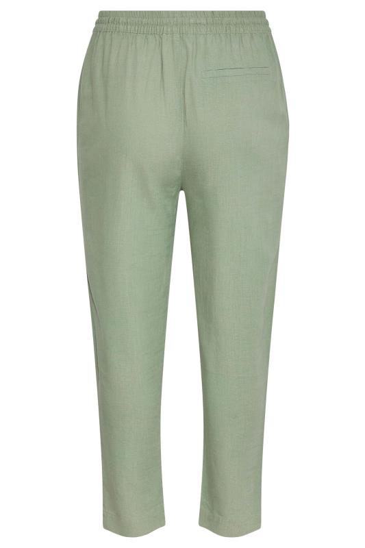 Plus Size Khaki Green Linen Blend Joggers | Yours Clothing  6