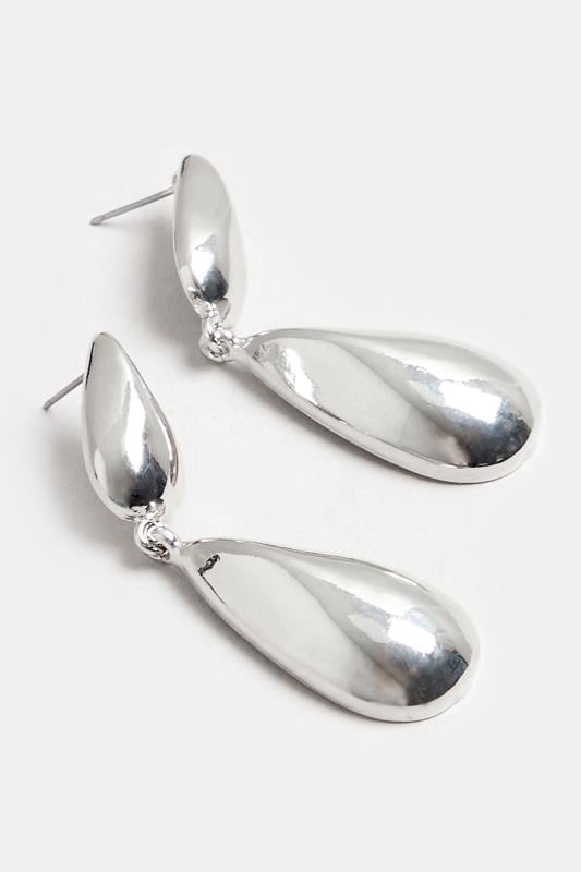 Silver Double Teardrop Earrings | Yours Clothing 3