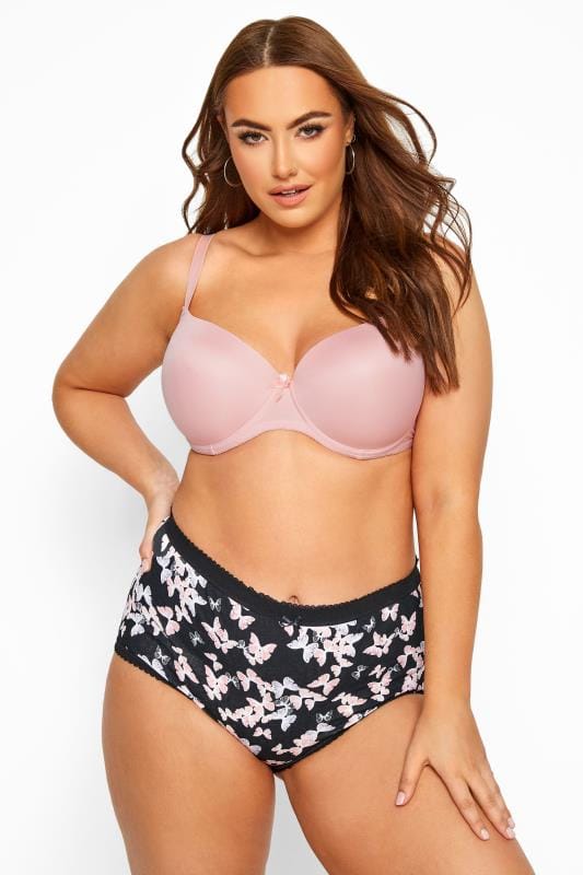 2 PACK Pink & Black Butterfly Print Moulded T-Shirt Bra 4