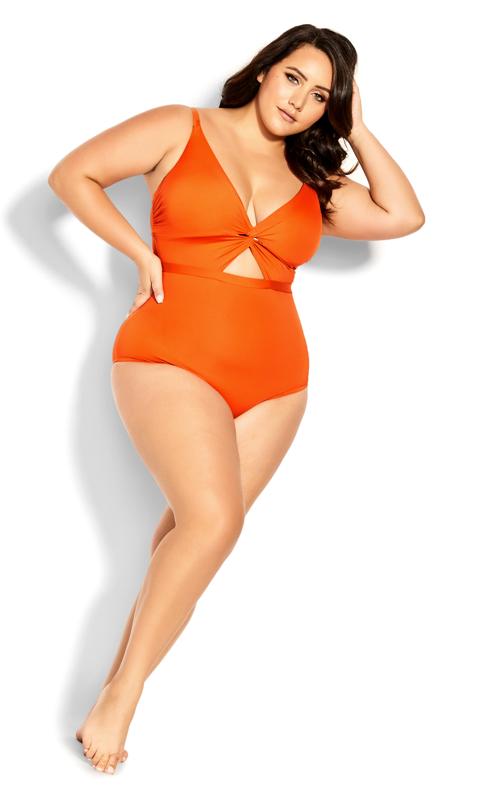 Evans Orange Cut Out Swimsuit 1