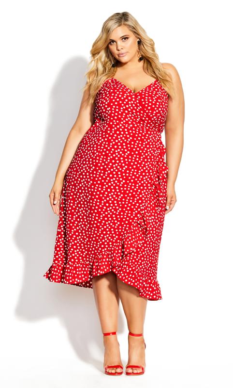 Plus Size  City Chic Red Polka Dot Dress