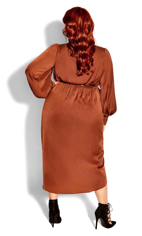 Evans Rust Orange Satin Midi Wrap Dress 4