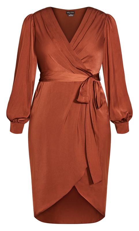 Evans Rust Orange Satin Midi Wrap Dress 5
