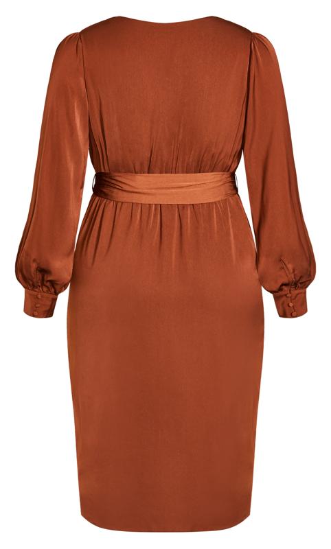 Evans Rust Orange Satin Midi Wrap Dress 6