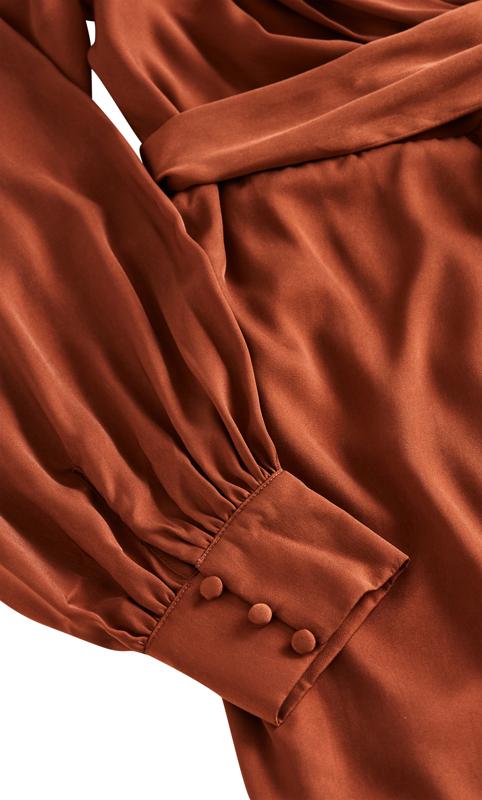 Evans Rust Orange Satin Midi Wrap Dress 7
