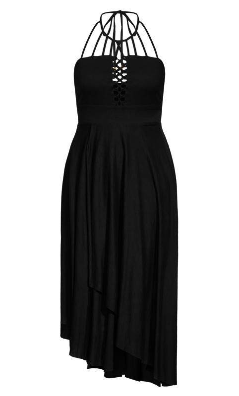 Plus Size Plait Detail Maxi Dress Black Lace-Up Summer Day Dress Halter 3