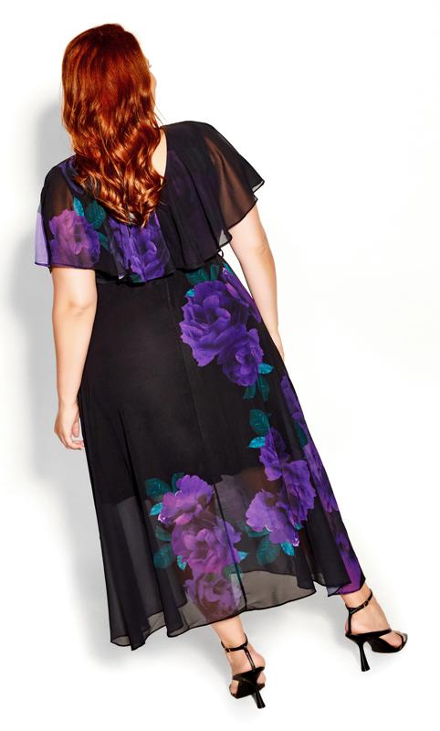 Evans Purple Foral Print Chiffon Midi Wrap Dress 3