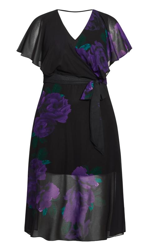 Evans Purple Foral Print Chiffon Midi Wrap Dress 4