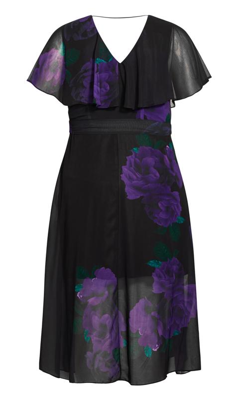 Evans Purple Foral Print Chiffon Midi Wrap Dress 5