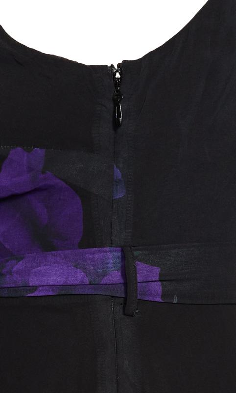 Evans Purple Foral Print Chiffon Midi Wrap Dress 6