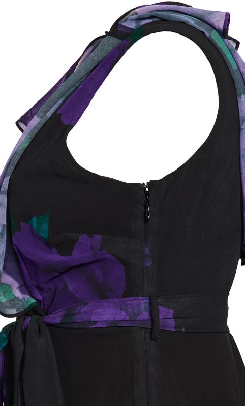 Evans Purple Foral Print Chiffon Midi Wrap Dress 7