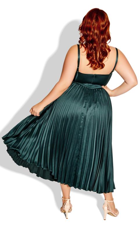 Evans Forest Green Satin Pleated Maxi Dress 5