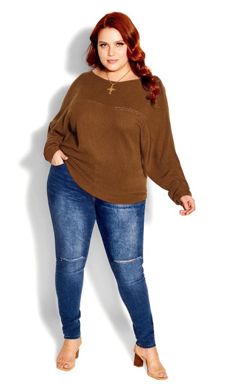 Plus Size  City Chic Brown Wool Blend Jumper