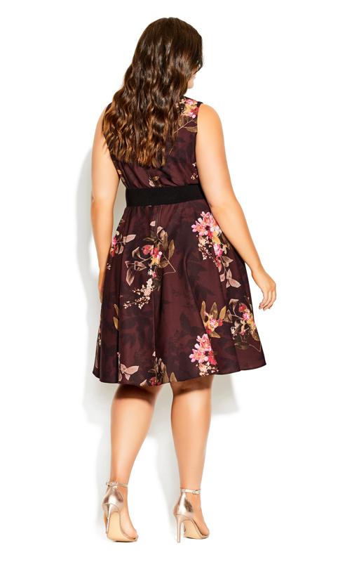 EVANS Plus Size Wine Marbella Night Floral Mini Dress | Evans  2