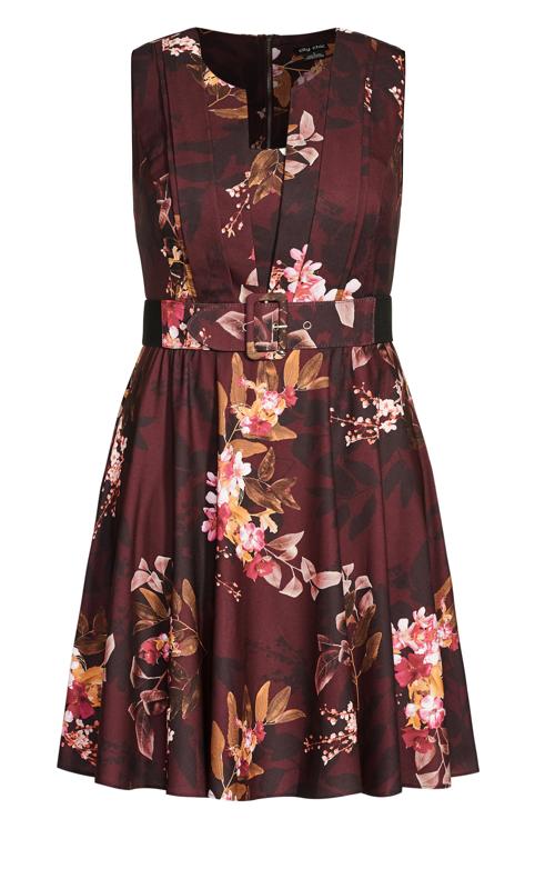 EVANS Plus Size Wine Marbella Night Floral Mini Dress | Evans  3