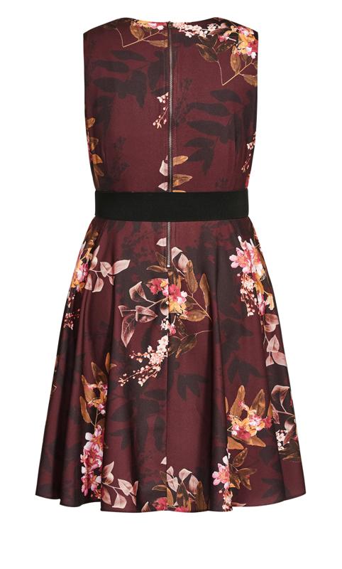 EVANS Plus Size Wine Marbella Night Floral Mini Dress | Evans  4