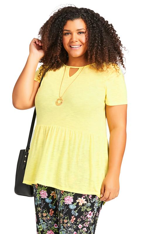 Evans Yellow Cut Out Detail Tunic Top 1