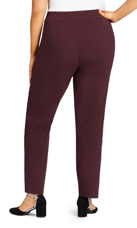 Evans Tall Burgundy Red Stretch Zip Straight Leg Trousers 4