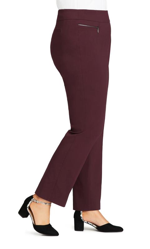 Evans Tall Burgundy Red Stretch Zip Straight Leg Trousers 5