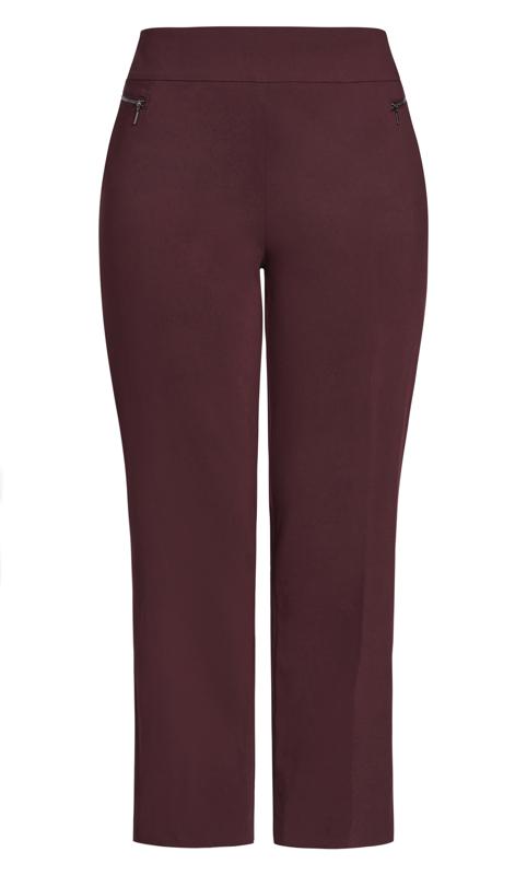 Evans Tall Burgundy Red Stretch Zip Straight Leg Trousers 6