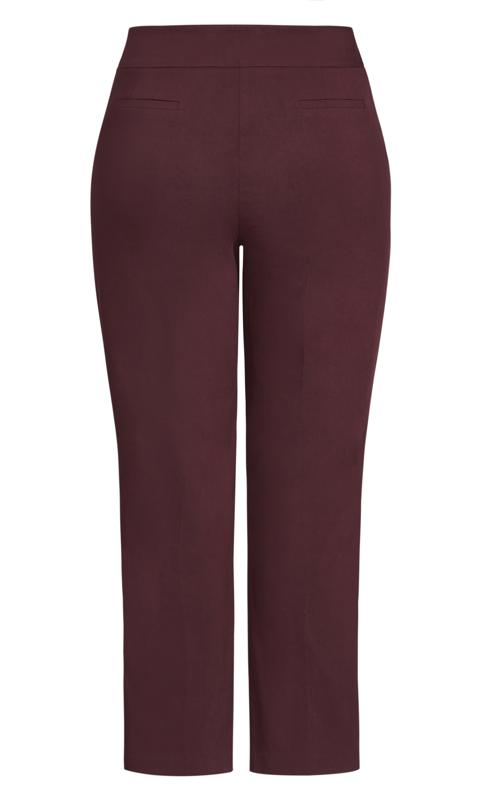 Evans Tall Burgundy Red Stretch Zip Straight Leg Trousers 7