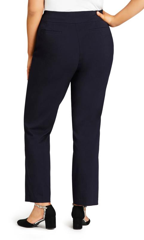 Evans Navy Blue Super Stretch Straight Leg Trousers - Tall 4