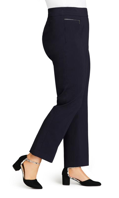Evans Navy Blue Super Stretch Straight Leg Trousers - Tall 5