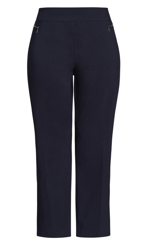Evans Navy Blue Super Stretch Straight Leg Trousers - Tall 6