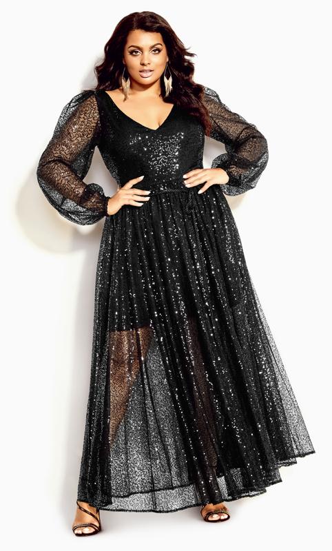 Black Sequin Starry Nights Luxe Maxi Dress 2