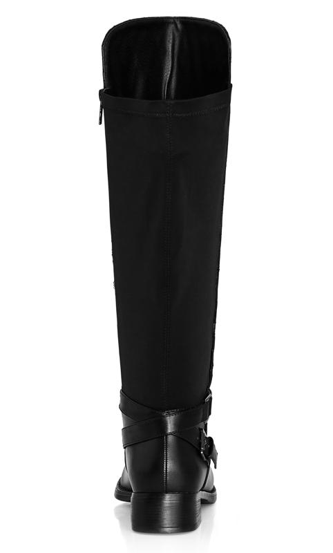 Evans Black Quilted Knee High Boots 3