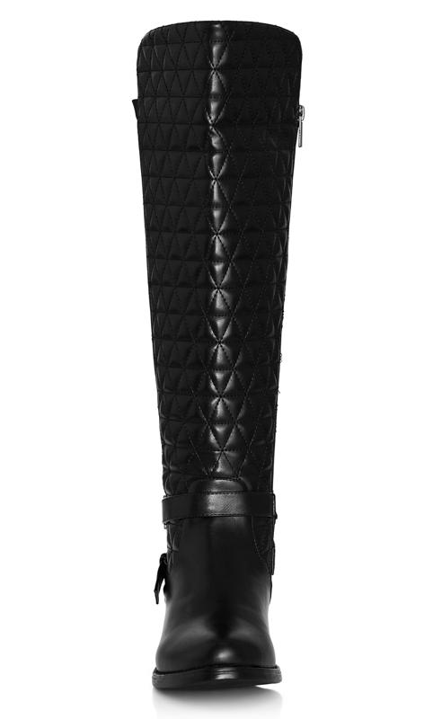 Evans Black Quilted Knee High Boots 5