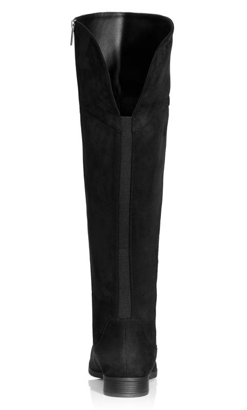 Evans EXTRA WIDE Black Embroided Knee High Boots 3